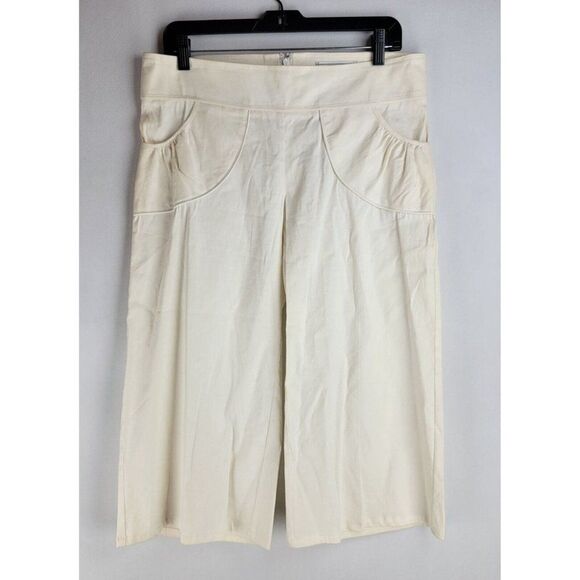 To The Max Women Size 4 Off White Linen Cotton Spandex Zip Casual Pants - Picture 1 of 12